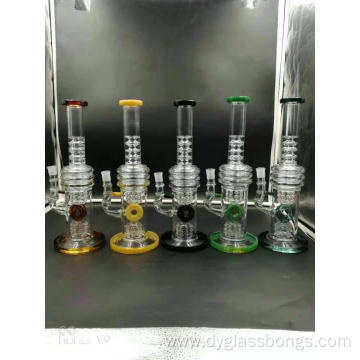 Classic double cages design glass water pipe bongs